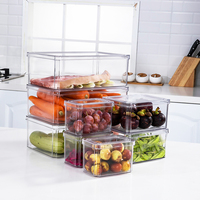Organiseur de réfrigérateur rectangulaire en PP de style américain, empilable, contenants alimentaires de 1 à 3 L, respectueux de l'environnement, pour la cuisine à domicile