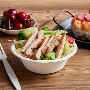 Produsen China Wadah Makanan Berkualitas Tinggi Sekali Pakai Komposabel Mangkuk Bulat Kertas Salad Sup Bagasse - Product Image 2
