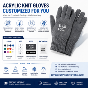Gants en tricot acrylique chauds, doux et moelleux, bleu pâle avec broderie nœud doré, élégants pour l'hiver, usage quotidien et cadeaux de Noël - Product Image 4