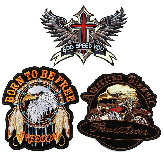 Motorcycle Clothing Embroidery Animal Eagle Large Size Iron on Backing Patch