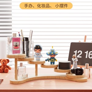 Solid Wood Desktop <b>Shelf</b> Multipurpose Flower Stand Office Organizer Storage Display Rack For <b>Desk</b> Use - Product Image 3