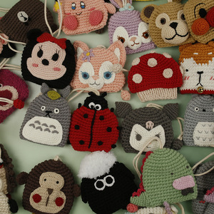 Porte-clés en <span class=keywords><strong>crochet</strong></span> respirant fait main par Zhijiang, étui à clés en tricot de laine pour femme, motif dessin animé, protège-clés ouvert - Product Image 3
