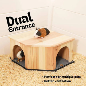 Escondite de Madera <span class=keywords><strong>para</strong></span> <span class=keywords><strong>Cobayas</strong></span>, Chinchillas, Ratas y Erizos con Alfombra <span class=keywords><strong>para</strong></span> Orinar, Completamente Ensamblado, Entradas Dobles - Product Image 5