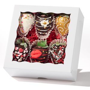 Boîte cadeau ronde biodégradable et écologique avec fenêtre à bord frisé pour l'emballage de gâteaux, impression dorée - Product Image 1