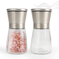 Moulin à épices manuel en verre avec noyau en céramique réglable, moulin à sel et poivre en acier inoxydable, outil de cuisine
