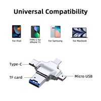 Adaptador de lector de tarjetas Mini TF SD 4 en 1 3,0 convertidor USB OTG USB C Hub Compatible con tipo C Micro USB SD para teléfono