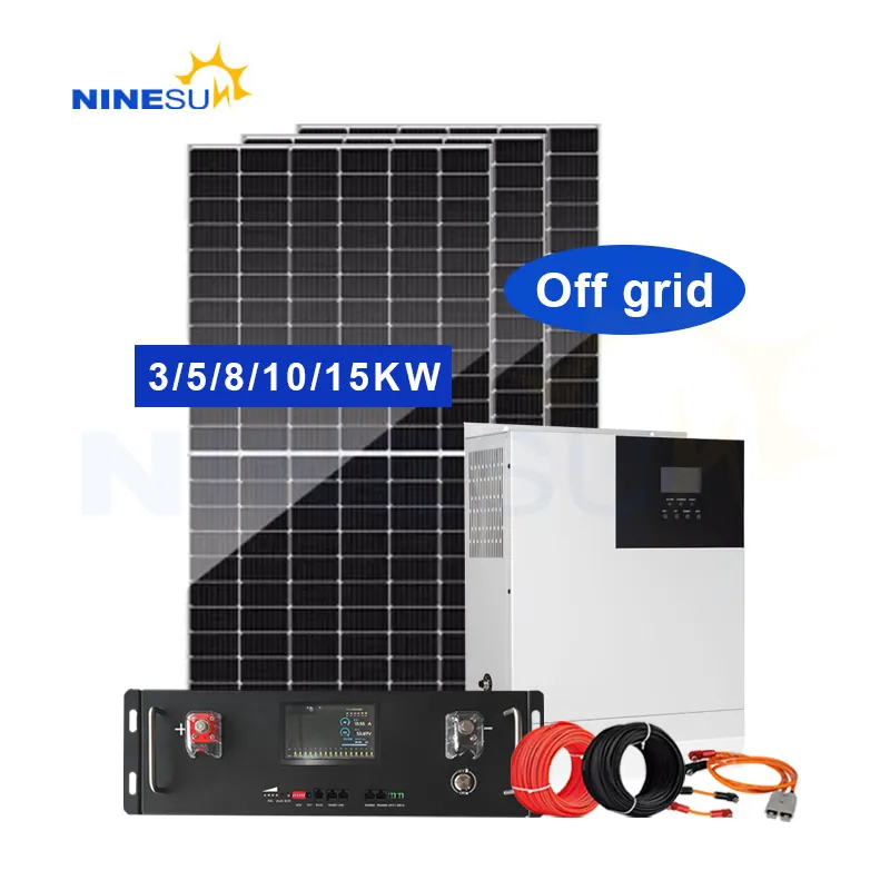 UE 5Kw 10Kw système d'alimentation solaire hors réseau 12Kw système d'énergie solaire 15Kw système de panneaux solaires pour la maison
