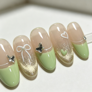 <span class=keywords><strong>Uñas</strong></span> postizas al por mayor, <span class=keywords><strong>negras</strong></span> y rosas, pintadas a mano, con efecto ojo de gato verde y dorado, estilo francés, <span class=keywords><strong>cortas</strong></span>, almendradas, con acabado brillante y <span class=keywords><strong>mate</strong></span>, cobertura completa - Product Image 4