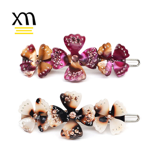 Xinmei Acetate hoa Clip tóc phụ kiện cho cô gái hairclips với Rhinestone <span class=keywords><strong>Bling</strong></span> kẹp tóc Bobby tóc Slide <span class=keywords><strong>pins</strong></span> cho phụ nữ - Product Image 1