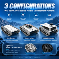 WD-T800S Pro Tracked Robot Chassis STM32 ROS Platform Sumber Terbuka dengan Kapasitas Beban 20kg untuk Pengembangan Sekunder Robotika