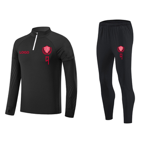 Tuta da <span class=keywords><strong>Calcio</strong></span> Invernale Personalizzata con Mezza Zip in Tinta Unita Nera, Giacca da <span class=keywords><strong>Calcio</strong></span>, Felpa Sportiva - Product Image 1