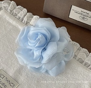 Pinza para el pelo de tela de alta gama con diseño de rosa, adorno para el cabello, pinza de plástico de lujo tipo disco de tiburón, superventas, regalo - Product Image 5