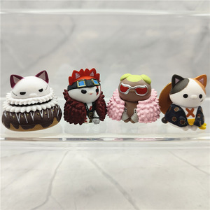 8 couleurs dans un ensemble 3-4cm Anime mignon chat Style <span class=keywords><strong>Luffy</strong></span> chapeau de paille <span class=keywords><strong>équipage</strong></span> modèle avec base pour décoration de gâteau de voiture - Product Image 6