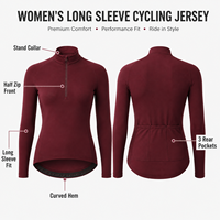Jersey de Ciclismo Personalizado al por Mayor para Mujer, con Media Cremallera, Color Borgoña, para Bicicleta de Carretera, con 3 Bolsillos Traseros, Nombre del Equipo, Ropa de Club OEM