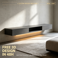 Soporte de TV Flotante Personalizado con Iluminación LED Inferior |   Consola de pared color carbón |   OEM ODM |   Cantidad mínima de pedido: 1 unidad |   Diseño 3D Gratuito en 48h
