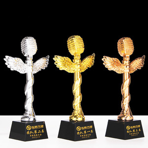 Trofeo a Forma <span class=keywords><strong>di</strong></span> <span class=keywords><strong>Ali</strong></span> d'<span class=keywords><strong>Angelo</strong></span> per Premio al Presentatore, Microfono con <span class=keywords><strong>Ali</strong></span> Placcato in Oro a Specchio - Product Image 2
