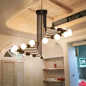 רטרו לופט תעשייתי ספירלת תקרת תליון אור מסעדת סלון אוכל חדר יצירתי מדרגות נברשת