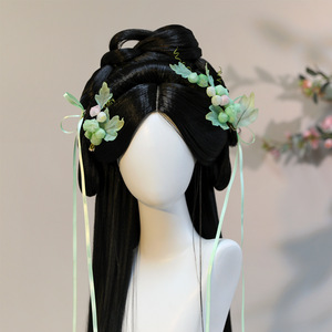2026 Original Fait main Nouveau style Pince à cheveux en soie à fleur perforée motif raisin, Ruban, Maquillage, Style Hanfu Ancien, Fleur perforée - Product Image 1