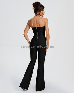 Tute di ultima generazione Ocstrade per donna senza spalline con strass gamba larga donna <span class=keywords><strong>nera</strong></span> <span class=keywords><strong>tuta</strong></span> lunga <span class=keywords><strong>elegante</strong></span> fasciatura - Product Image 6