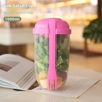 Tasse à salade moderne en plastique PP durable avec fourchette et couvercle, portable, multifonction, pour fruits, légumes, repas, yaourt et régime minceur