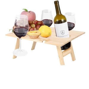 Portable <b>Folding</b> Wooden Picnic <b>Table</b> Outdoor Wine <b>Table</b> Beach <b>Table</b> <b>Small</b> Rectangular One Piece Wood 2 Seater - Product Image 2