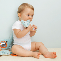 Bleu mignon renard hochets sans danger mordant bébé en peluche accompagnant le lit de croissance de bébé jouets suspendus