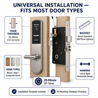 Cerradura de Puerta de Hotel con Tarjeta de Acceso RFID sin Llave, Resistente al Agua, Anti-Robo, Pulida, con Sistema de Software de Gestión
