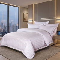 Vente en gros à Guangzhou, ensemble de literie de luxe pour hôtels 5 étoiles, blanc, rayé 3 cm, 300TC, 100% coton