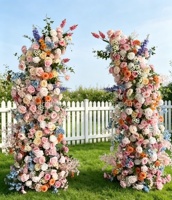 Nuevo Estilo de Arco de Boda Hecho a Mano con Flores de Seda, Centro de Mesa con Arreglo Floral Artificial y Diseño Desmontable