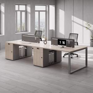 Escritorio de Oficina Moderno Combinado con Cajones, Estructura Metálica, Uso Comercial, Estación de Trabajo con Separación para Seis Personas - Product Image 1