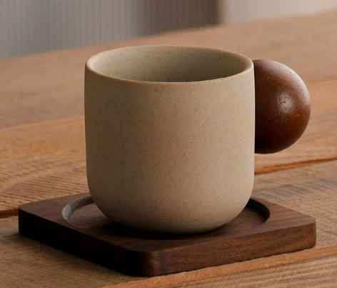 stile perlina marrone-Ball + sottobicchiere-150 ml