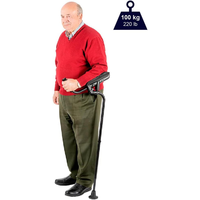 Bastón de Soporte para Antebrazo con Amortiguación de Impactos, Aluminio Ajustable, Mango Acolchado, Negro, Ortopédico, KMINA K10002, Unidad Izquierda, 3 Años de Garantía