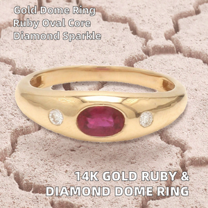 Anillo de Boda Clásico de Oro de 14k Hecho a Mano con Rubí Natural de Corte Ovalado y Diamante de Corte Brillante, Certificado, Joyería Unisex de Lujo - Product Image 2