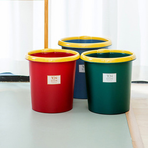 Round <b>Plastic</b> Trash Can Lidless Indoor Waste Bin For Home Office <b>Kitchen</b> Bathroom Use - Product Image 2
