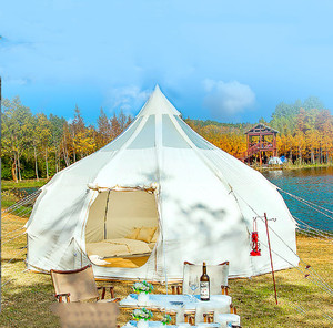 Carpa Clásica Piramidal de Techo Alto para las Cuatro Estaciones, Impermeable, de Tela Oxford y Algodón, de 4m, 5m, 6m, Suministro Directo de Fábrica, Tipo Waterdrop para Camping - Product Image 1