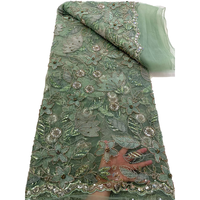 Tissu en dentelle vert sauge NI.AI, tissu en dentelle luxueux perlé, dentelle brodée de haute qualité avec des paillettes pour robe de mariée, robe de mariée