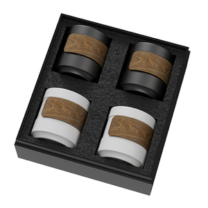 Tangdhpo — ensemble de 4 tasses à café Style japonais, <span class=keywords><strong>tasse</strong></span> à thé et à café Portable <span class=keywords><strong>en</strong></span> céramique noire mate, avec manches <span class=keywords><strong>en</strong></span> <span class=keywords><strong>bois</strong></span>, <span class=keywords><strong>en</strong></span> porcelaine - Product Image 1
