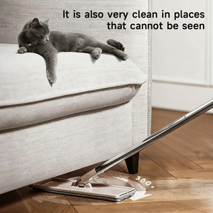 Serpillère auto-nettoyante mains libres en acier inoxydable avec poignée rotative à 360 degrés, pour usage sec et humide, avec seau et tampon en microfibre - Product Image 2