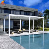 Pergola bioclimatique en aluminium 4x4m pour extérieur, toit à lamelles, auvent imperméable, gazebo avec écran, télécommande motorisée, écologique