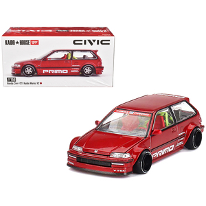 DCD สำหรับ Honda Civic EF 1/64 Diecast kaido ทำงาน V2กราฟิกโลหะสีแดงออกแบบโดย Jun Imai kaido House Special โดย DCD