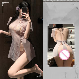 Lingerie Sexy da Donna in Stile Antico con Pizzo Floreale Trasparente, Cheongsam Erotico con Seno e Glutei Esposti - Product Image 6