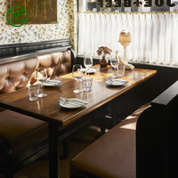 Banquette en cuir sur mesure pour restaurant commercial, mobilier de restaurant avec table et chaises pour bistro et bar