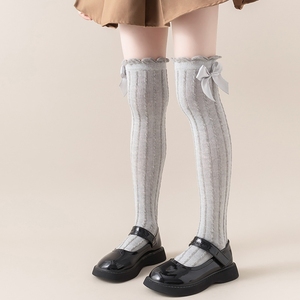 Primavera Verano niñas <span class=keywords><strong>calcetines</strong></span> hasta la rodilla <span class=keywords><strong>para</strong></span> niños Bowknot malla transpirable largo alto <span class=keywords><strong>Calcetines</strong></span> blanco gris negro rosa - Product Image 4