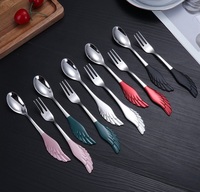 Cuillère à café en forme d'aile à trois dents, fourchette à trois dents, Dessert maison outils de cuisine en acier inoxydable 304 couverts
