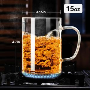 Tazas de vidrio transparente de 450Ml y 350ml, Infusor de té grueso, taza de té de vidrio con infusor y tapa para remojar hojas sueltas florecientes - Product Image 4