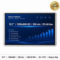 Modul LCD IPS LEEHON 10.1 Inci 1280x800 Layar HD 250 Nits Terlihat di Bawah Sinar Matahari 50 PIN LVDS Panel Pemasangan Industri HMI Kiosk
