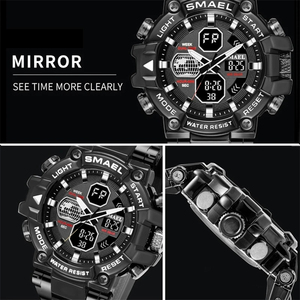 Relojes Deportivos <span class=keywords><strong>SMAEL</strong></span> para Hombre, Resistentes al Agua hasta 50 m, con Fecha Automática, Alarma, <span class=keywords><strong>Reloj</strong></span> de Pulsera de Cuarzo 8027, <span class=keywords><strong>Reloj</strong></span> Digital con Luz para Hombre - Product Image 6