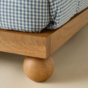 Design moderne Chambre à coucher Appartement Loft Chez l'habitant Lit double à cadre Hôtel King Size Panneau Latt Chêne Reine Plinthe Base Lits sans tête - Product Image 4