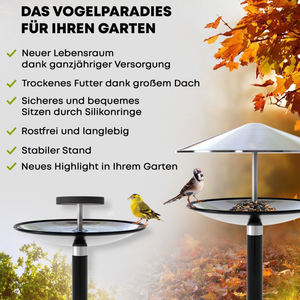 JH-Mech Hochwertiger Vogelfutterspender für den Außenbereich, Wetterfest, Edelstahl, Freistehende Wildvogel-Futterstation - Product Image 5