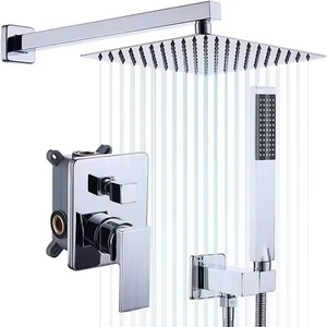 Sistema de Ducha de Techo Cuadrado Hyundai de 12 Pulgadas, Acero Inoxidable, Montado en la Pared, 3 Vías, Acabado Pulido, Lluvia Suave - Product Image 1